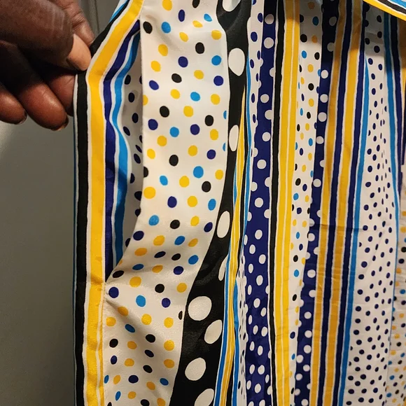 Vintage By Brownstone Studio Blue/Yellow Polka Dot Dress with Pockets - Picture 5 of 6
